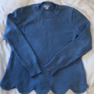 J. Crew periwinkle blue sweater with scalloped hem